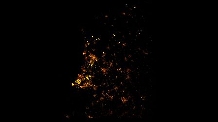 Licht in de nacht in Nederland vanuit de ruimte gezien